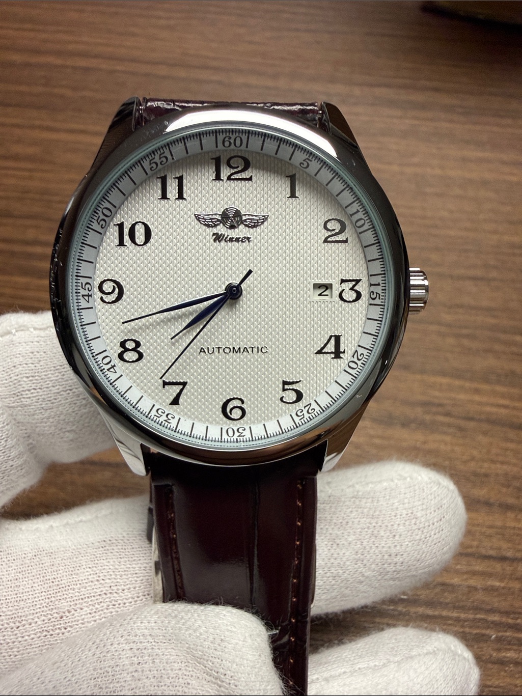 Wilon Automatic Mens Watch White Dial Brown Leather Wilon Automatic Mens Watch White Dial Brown Leather